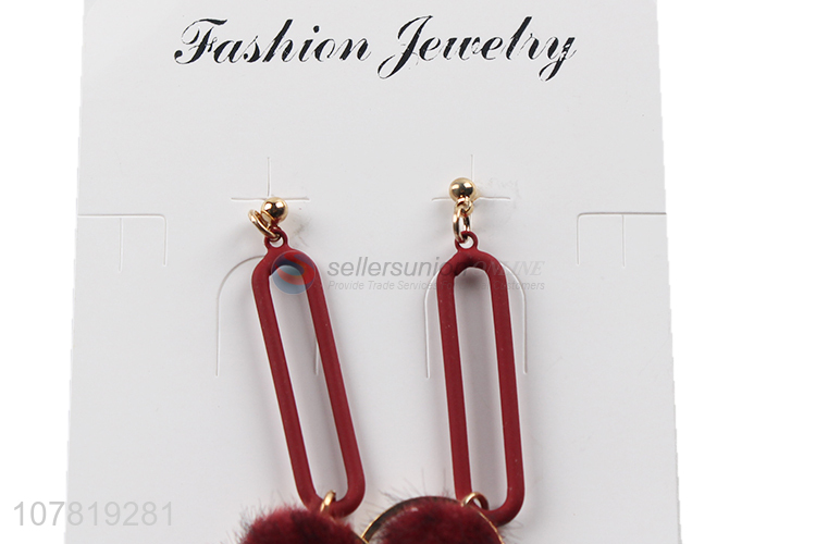 Hot sale fashionable fluffy geometric earrings ladies dangle earrings