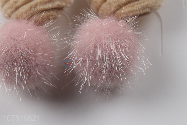 New product real fur pompom post earrings temperament stud earrings