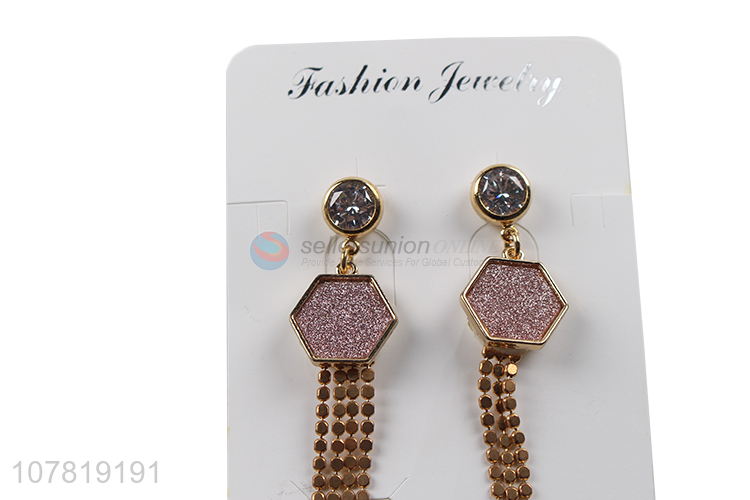 Hot sale long drop earrings fashionable glitter statement jewelry