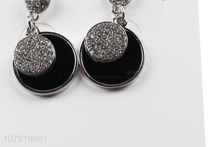 Popular product clear rhinestone round earrings statement jewelry