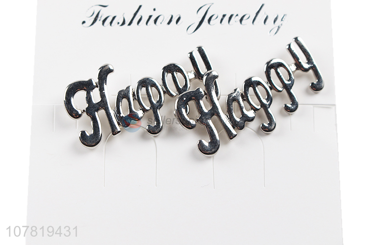 New arrival creative fashionable zinc aloy letter happy earrings