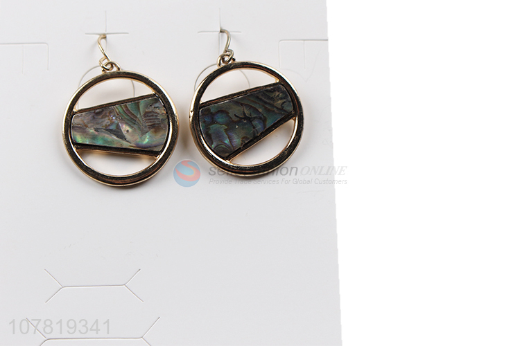 Most popular fish hook abalone shell circle earring for women