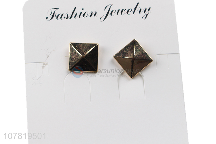 New arrival simple square pyramid earrings post earrings stud earrings