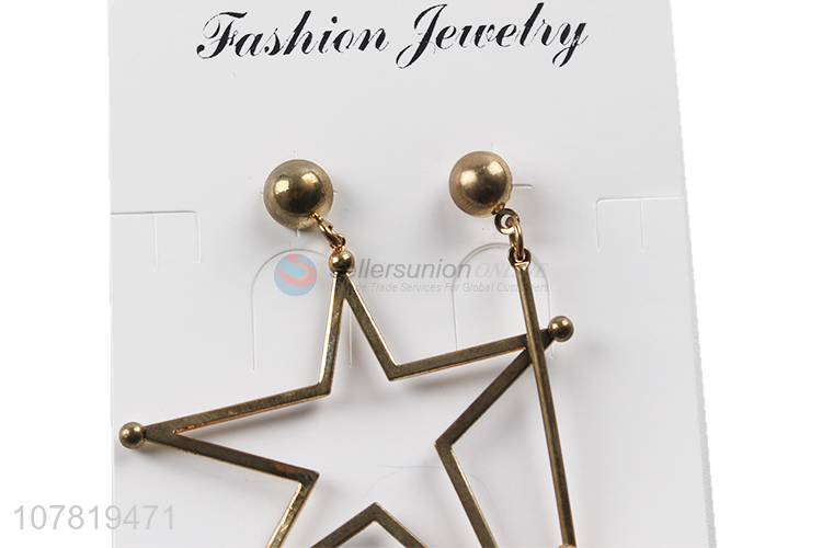 Hot sale large asymmetric hollow star earrings statement earrings