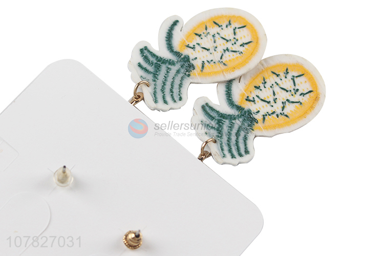 Creative Design Pineapple Pattern Applique Pendant Earring