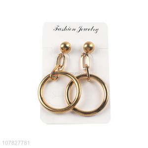 New Design Metal Circle Pendant Stud Earring Fashion Accessories