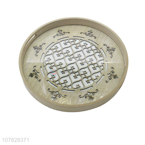 China manufacturer antique decorative laser cut round glass serving tray