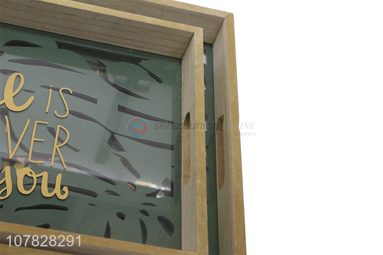 Online wholesale laser cut rectangular glass serving tray hotel table tray