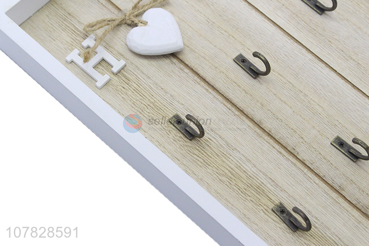 Online wholesale decorative 6 hooks wall mounted wooden key box key holder