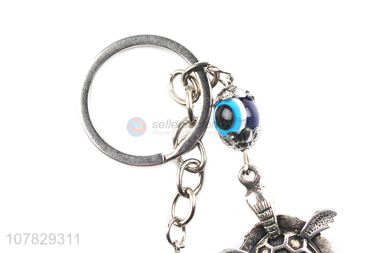 Good quality blue tassel pendant metal keychain