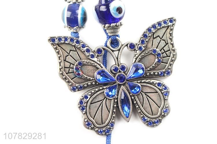 New creative blue butterfly key chain bead chain pendant