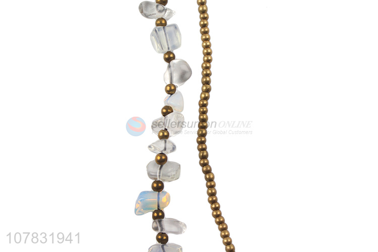 Good quality white stone bead chain braided bracelet