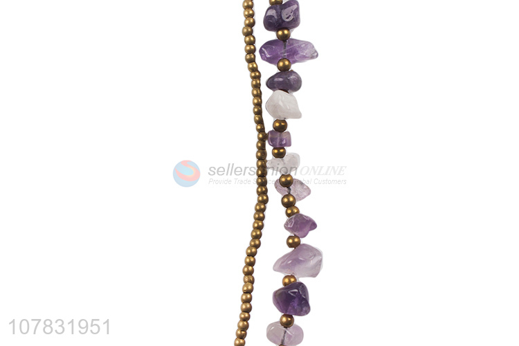 Yiwu direct sale purple braided bracelet stone bead chain