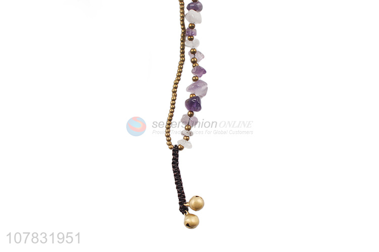 Yiwu direct sale purple braided bracelet stone bead chain