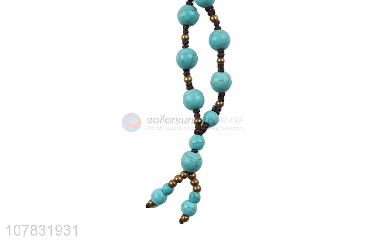 Factory wholesale blue bead chain braided bracelet for ladies