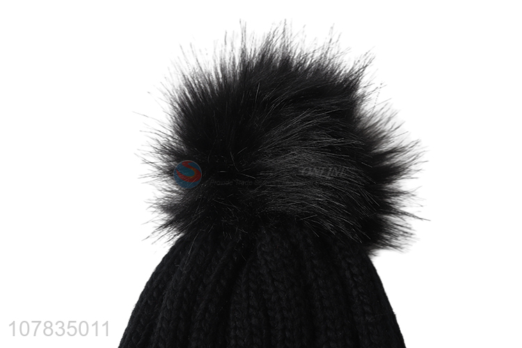 Wholesale vendor women winter warm pompom hat hair bulb knitting cap