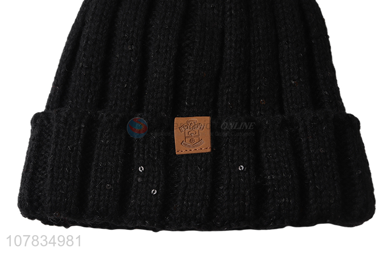 Good quality women winter hat pompom knitting hat sport beanies