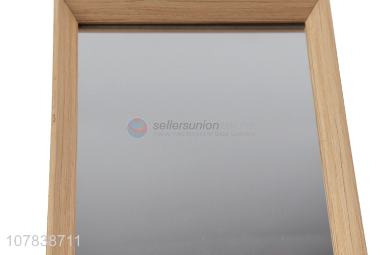 Wholesale vendor rectangular imitation wood mirror desktop makeup mirror