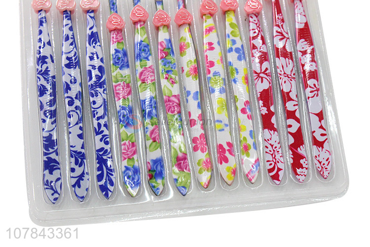 China wholesale flower printed stainless steel eyebrow tweezers  set