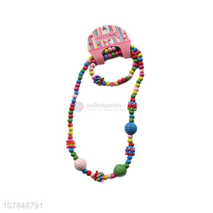 Fashion Colorful Necklace Elastic Bracelet Kids Jewelry Set