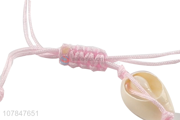 Factory supply pink handmade hand strip bracelet with shells