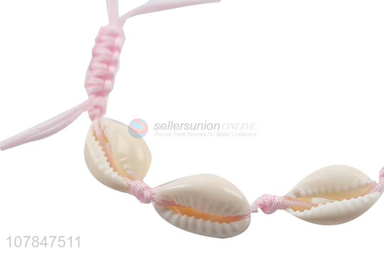 Wholesale cheap price pink hand strip decorative shells bracelet