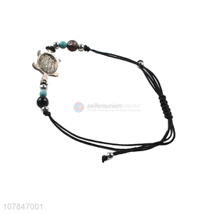 Hot sale black adjustable hand strap bracelet with beads