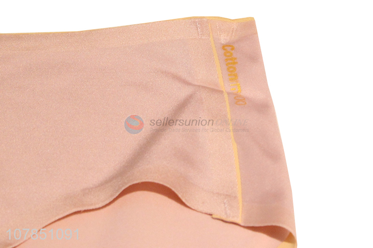 Simple design pink seamless ice silk panties for women