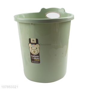 Creative design green cartoon plastic trash can