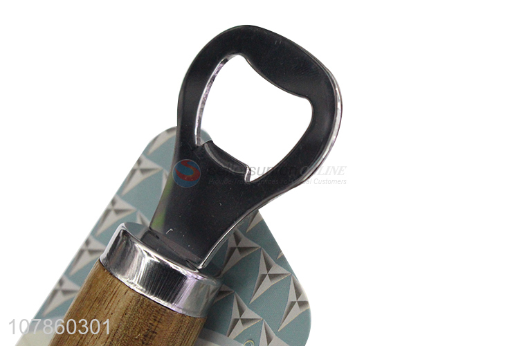 Hot sale stainless steel portable bottle opener with wooden handle