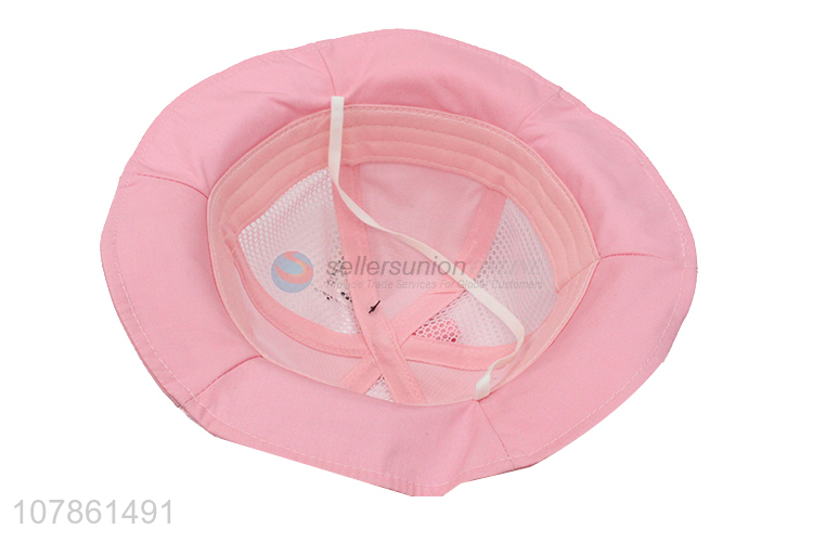 Hot sale pink banana embroidery windproof fisherman hat for kids