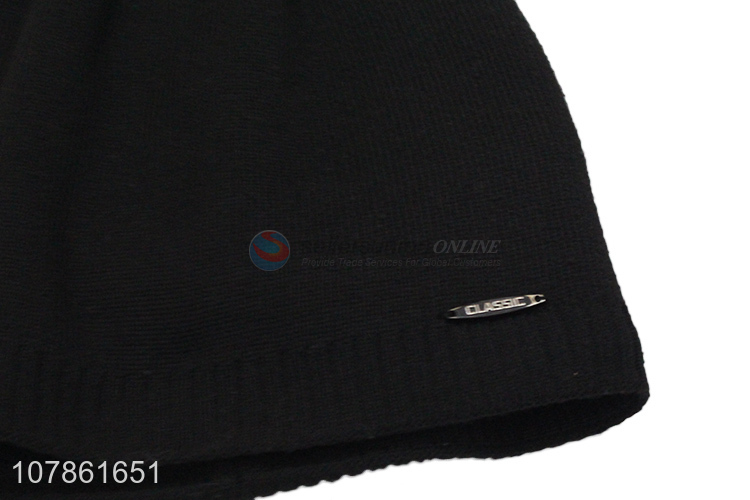 Wholesale from china black keep warm beanie cap knitted hat