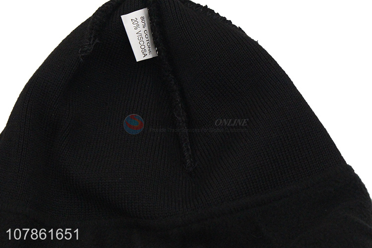 Wholesale from china black keep warm beanie cap knitted hat