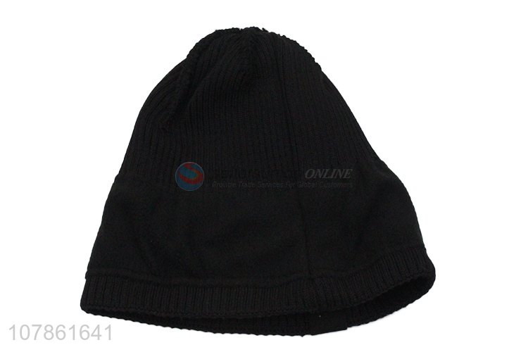 New arrival black fashion warm beanie cap knitted hat wholesale