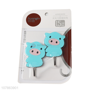 Promotional items cartoon pig sticky hooks removable plastic hook