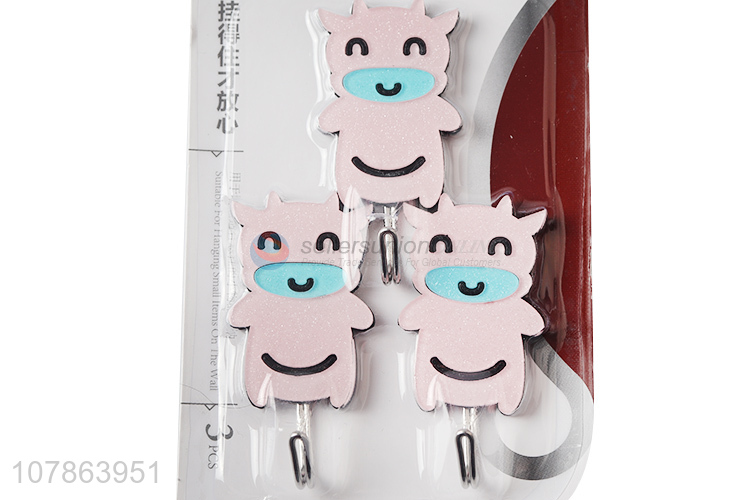 New arrival punch free cartoon cow bathroom hooks utensils hook