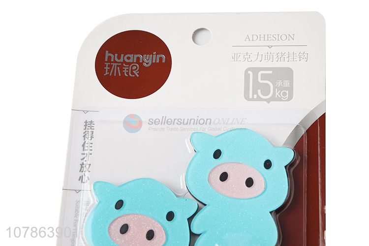 Promotional items cartoon pig sticky hooks removable plastic hook