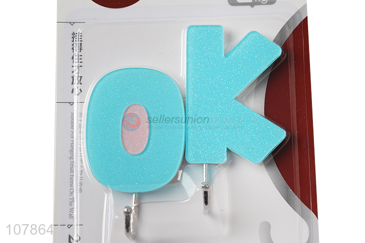 China suppliers creative ok shaped sticky hooks coat hanger