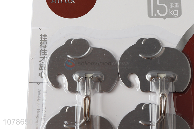 New product creative elephant shape stainless steel sticky wall hooks