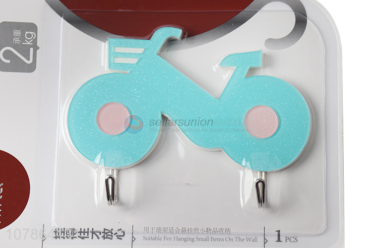 China factory removable bike shape acrylic sticky hooks wall hook