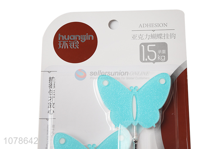 Factory price butterfly shaped acrylic seamless sticky wall hooks