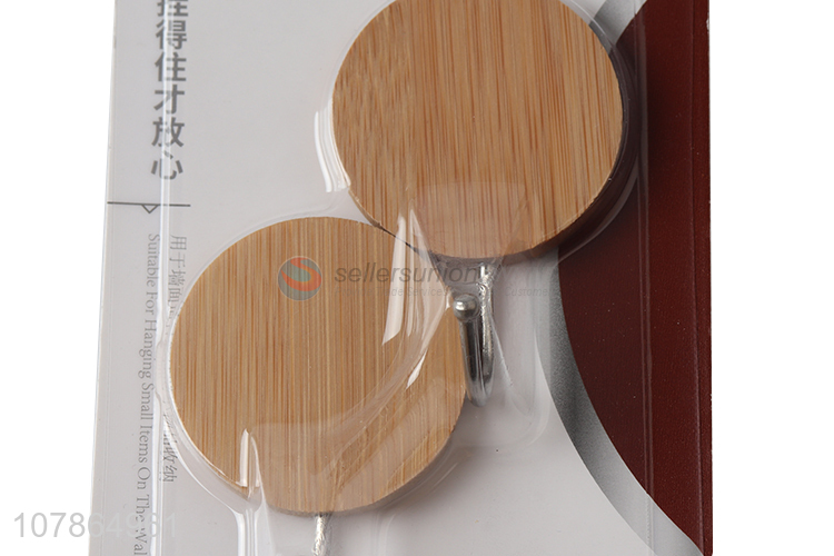 China manufacturer strong adhesive round wooden hook multi-use hook