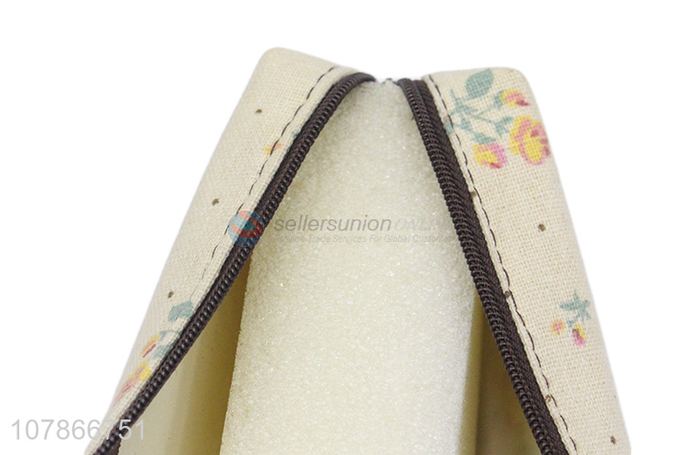 China factory flower pattern canvas pencil bag for stationery