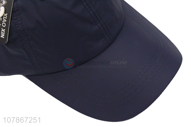 Simple design dark blue portable outdoor sports baseball cap