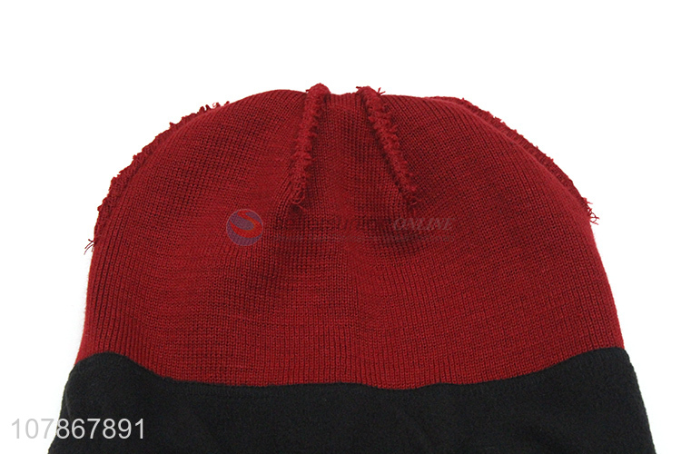 Good wholesale price red warm knit hat sports cold-proof cap for men