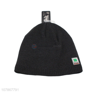 High quality black winter cold knitted hat creative melon leather hat