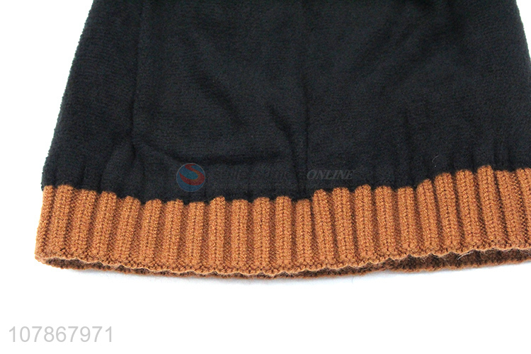 Good wholesale price orange plus fleece warm sports knitted hat