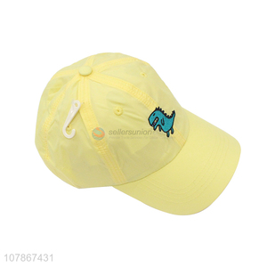 Hot sale yellow embroidery baseball cap for children outdoor sports sun cap