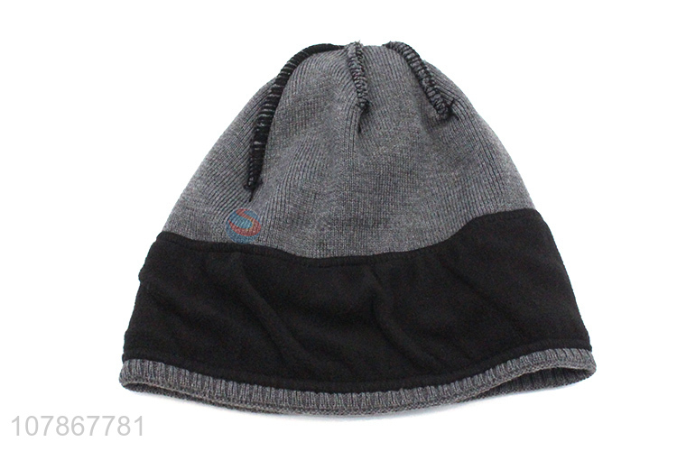 Low price wholesale gray melon leather hat winter cold-proof knitted hat