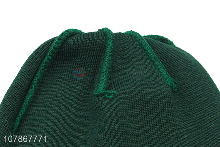 China factory wholesale green thick cold-proof knitted hat for men